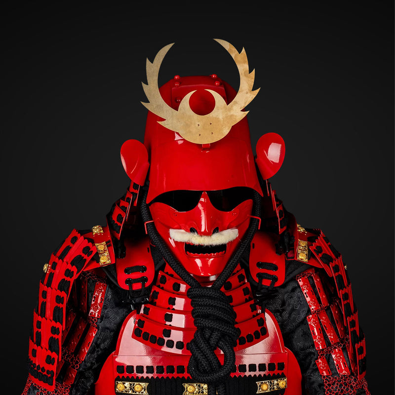 Handmade Tokugawa Clan Red Samurai Armor, Full-Size Yoroi, Japanese Wa 