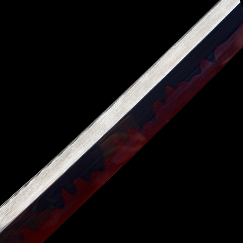 Clay Tempered Ichigo Bankai Katana – Red Black Hamon Bleach Sword Replica 