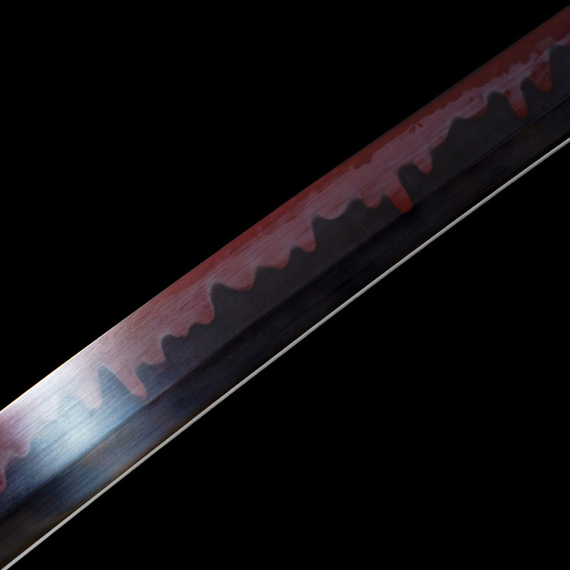 Clay Tempered Ichigo Bankai Katana – Red Black Hamon Bleach Sword Replica 