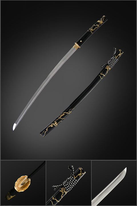 Ghost of Yotei Soul Dark Night Golden Katana 1095 carbon steel QQ-0273U
