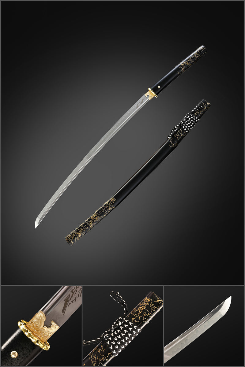 Ghost of Yotei Dark Night Golden Katana 1060 Carbon Steel Sword 