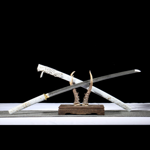 Ghost of Yotei Atsu Gilded Dawn Damascus Steel Samurai Sword display QQ-0270U