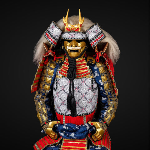 Scale armor elements, integrated into the Takeda Clan design, showcasing a highly detailed and layered structure for maximum defense, with traditional samurai styling.

