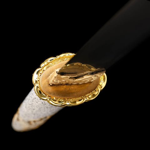 Alloy Tsuba Detail of Ghost of Yotei Soul Dawn Golden Katana
