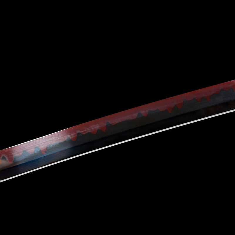 Clay Tempered Ichigo Bankai Katana – Red Black Hamon Bleach Sword Replica 