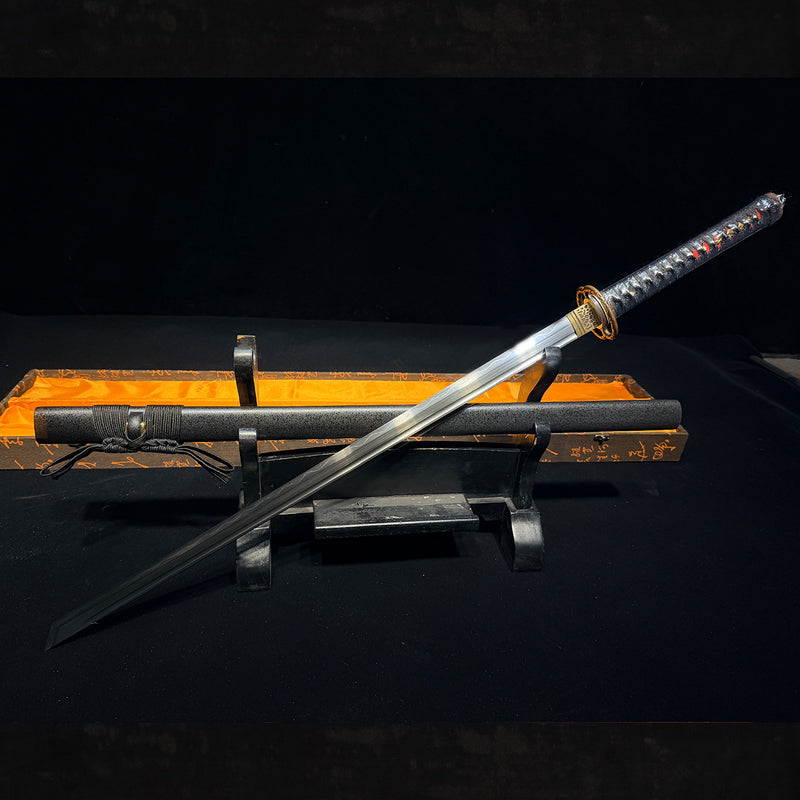 Handgeschmiedetes japanisches Ninja-Schwert Honsanmai Straight Blade Ninjato Kiriha Zukuri - COOLKATANA 