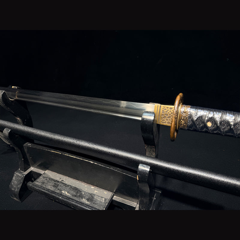 Handgeschmiedetes japanisches Ninja-Schwert Honsanmai Straight Blade Ninjato Kiriha Zukuri - COOLKATANA 