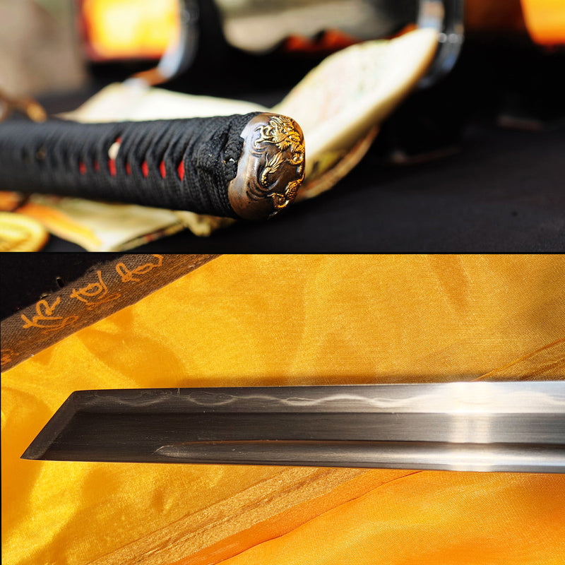 Handgeschmiedetes japanisches Ninja-Schwert Honsanmai Straight Blade Ninjato Kiriha Zukuri - COOLKATANA 