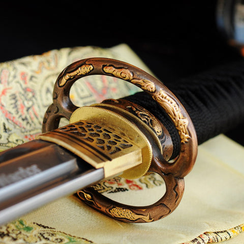 Hand Forged Japanese Ninja Sword Honsanmai Straight Blade Ninjato Kiriha Zukuri-COOLKATANA-SL-716-U
