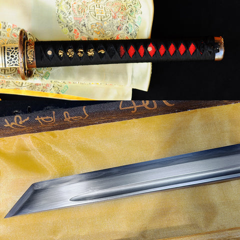 Hand Forged Japanese Ninja Sword Honsanmai Straight Blade Ninjato Kiriha Zukuri-COOLKATANA-SL-716-U