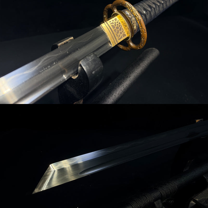 Handgeschmiedetes japanisches Ninja-Schwert Honsanmai Straight Blade Ninjato Kiriha Zukuri - COOLKATANA 