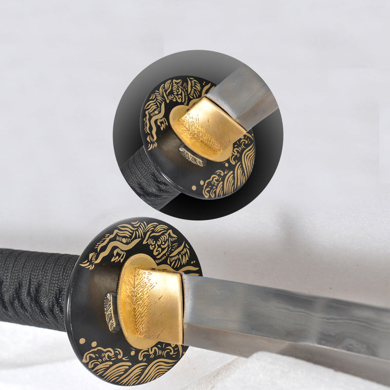 Hand Forged Japanese Samurai Katana Sword Honsanmai 1095 Steel+Folded Steel Full Tang 