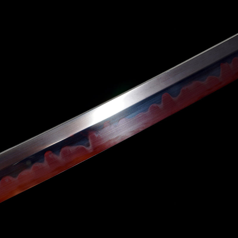 Clay Tempered Ichigo Bankai Katana – Red Black Hamon Bleach Sword Replica 
