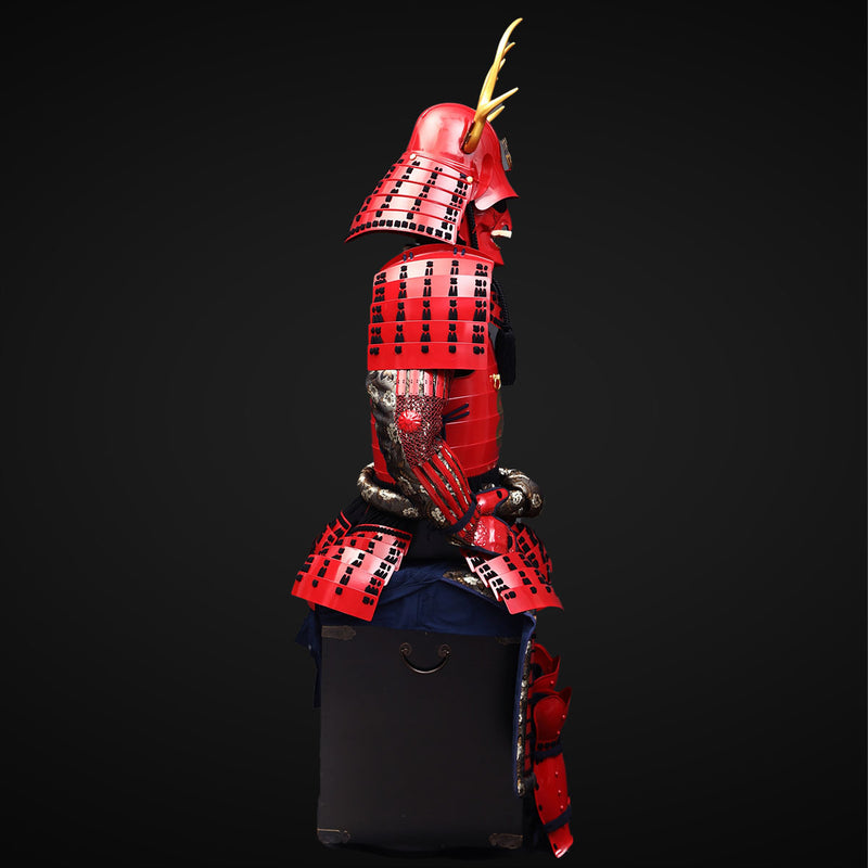 Handmade Life-Size Yoroi,Red Yukimura Sanada Samurai Armor with Deer A 