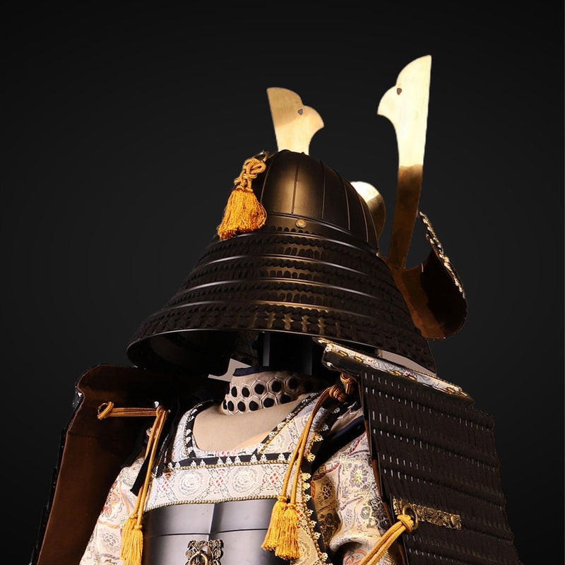 Handmade Life-Size Tokugawa Clan Samurai Armor in Black & White 