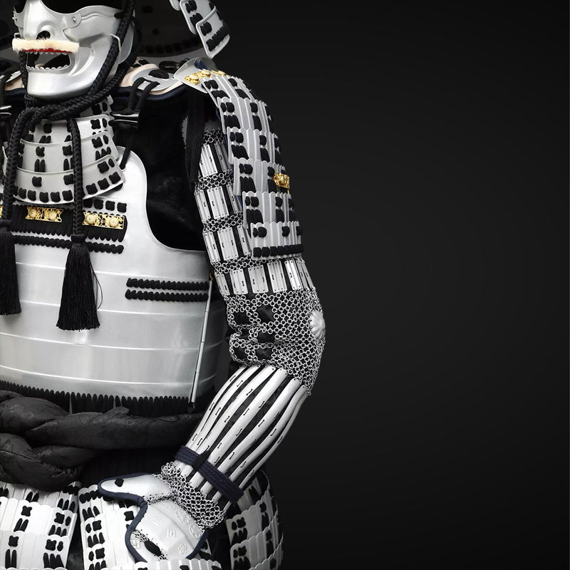 Handmade Life Size Yoroi,Silver Japanese Samurai Armor with Helmet 