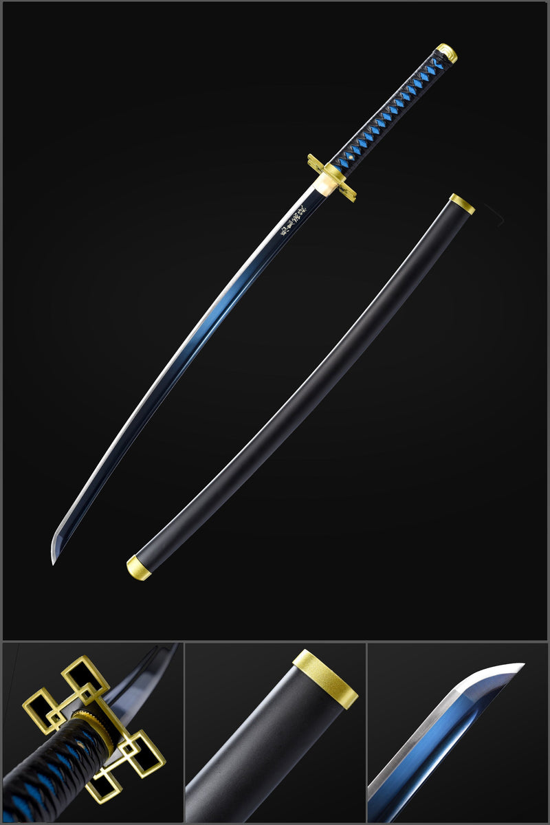1060 Hartstahl Schwarzer Dämonentöter Muichiro Baby Bule Katana Schwert - COOLKATANA 