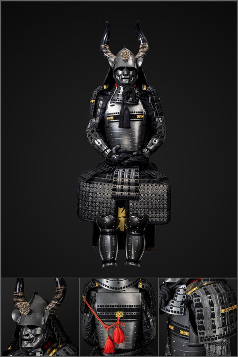 Handmade Life-Size Sanada Nobuyuki Clan Samurai Armor – Authentic Black Yoroi

