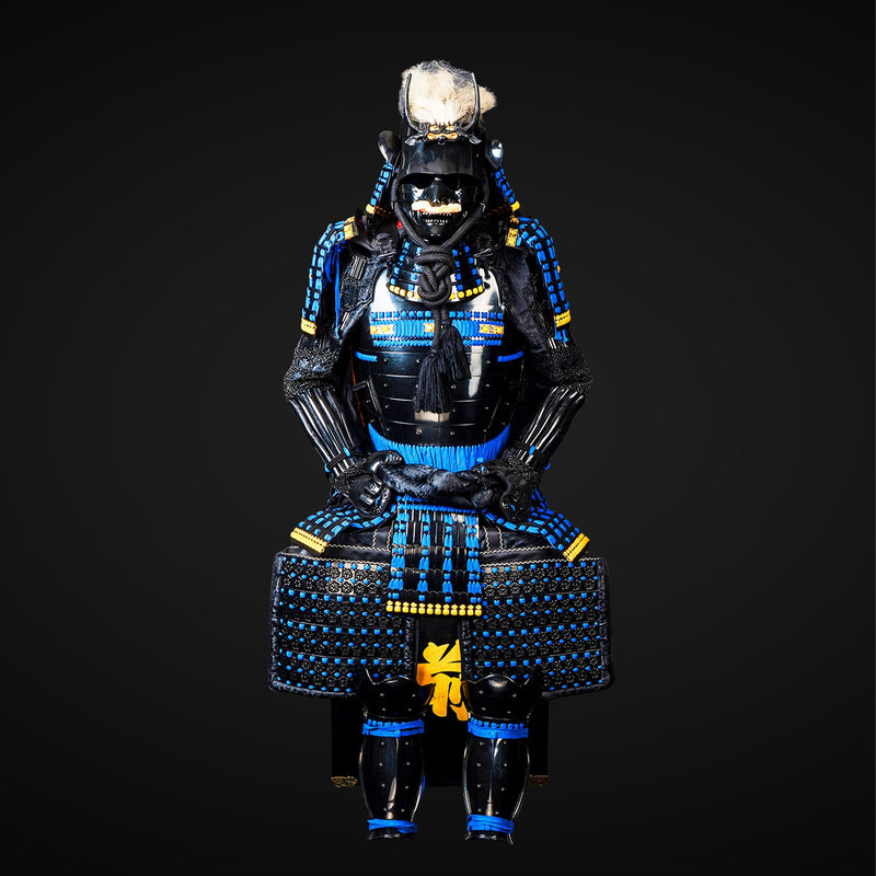 Handmade Life-Size Black & Blue Japanese Samurai Armor Authentic Yoroi 
