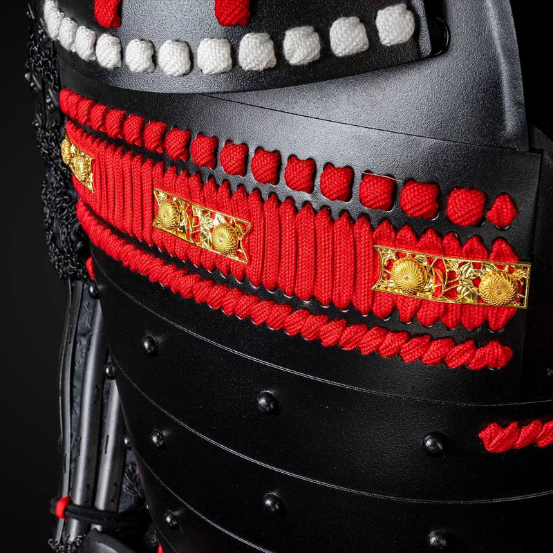 Handmade Black and Red Japanese Samurai Armor Set - Life-Size Yoroi 