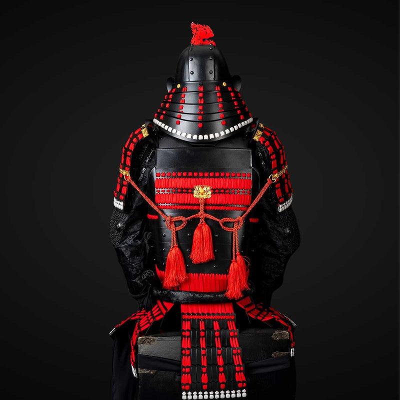 Handmade Black and Red Japanese Samurai Armor Set - Life-Size Yoroi 
