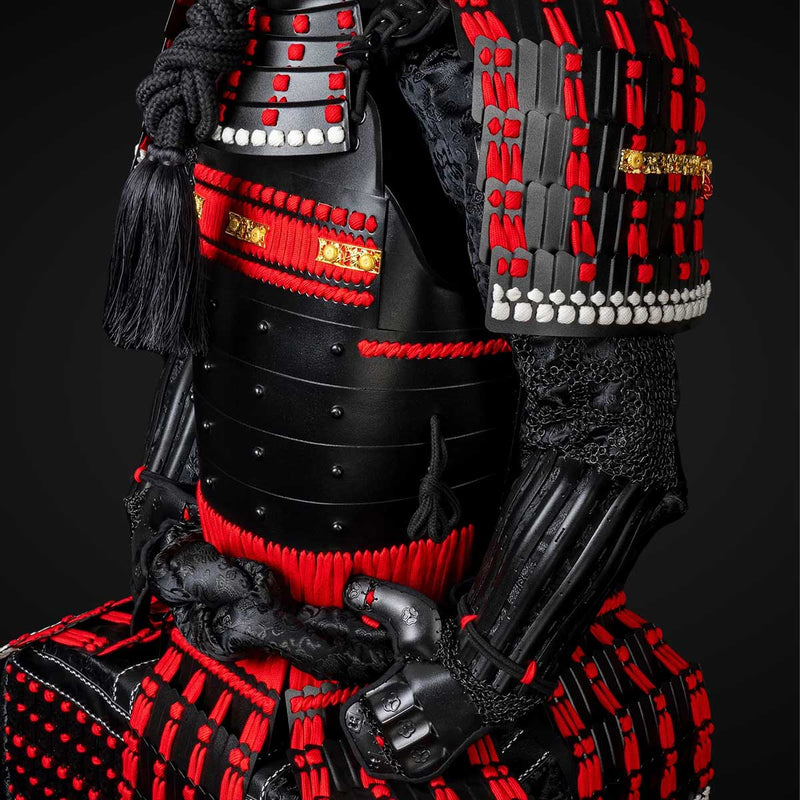 Handmade Black and Red Japanese Samurai Armor Set - Life-Size Yoroi 