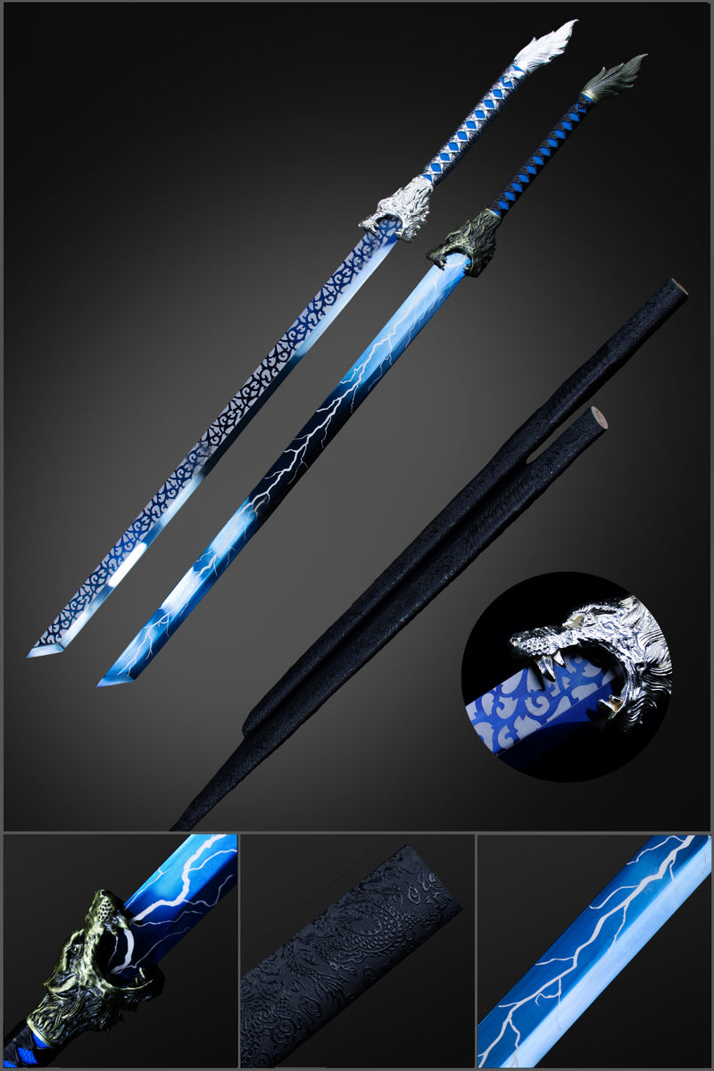 Chinese Tang Dao Sword - High Manganese Steel, Wolf Head Handle 