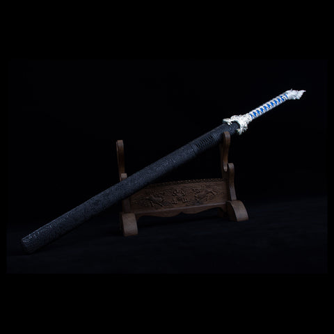 Handmade Chinese Tang Dao Sword - Manganese Steel with Wolf Head Carved-QQ03856-U-COOLKATANA