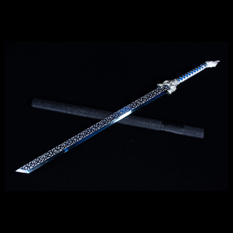 Chinese Tang Dao Sword - High Manganese Steel, Wolf Head Handle 