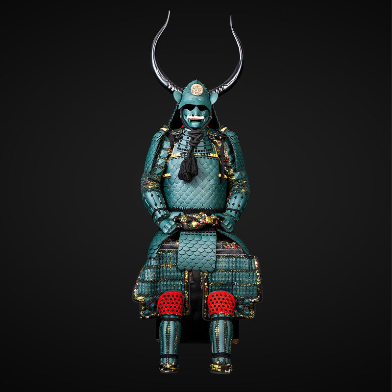 Handgefertigte grüne lebensgroße Samurai-Rüstung der Yoroi - Sanada No 