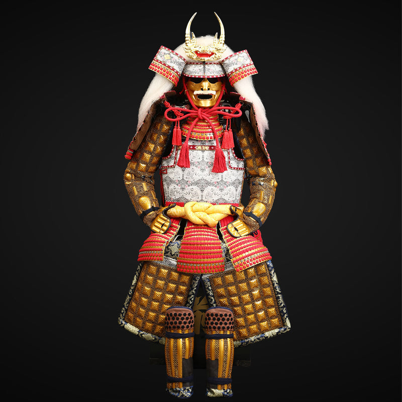 Handmade Life Size Yoroi,Golden Takeda Clan Samurai Armor with White Y 