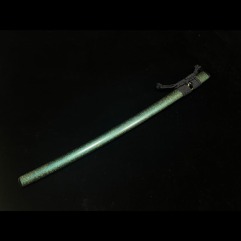 Folded Steel Bluing Blade Japanese Samurai Katana with Black Floral Saya 