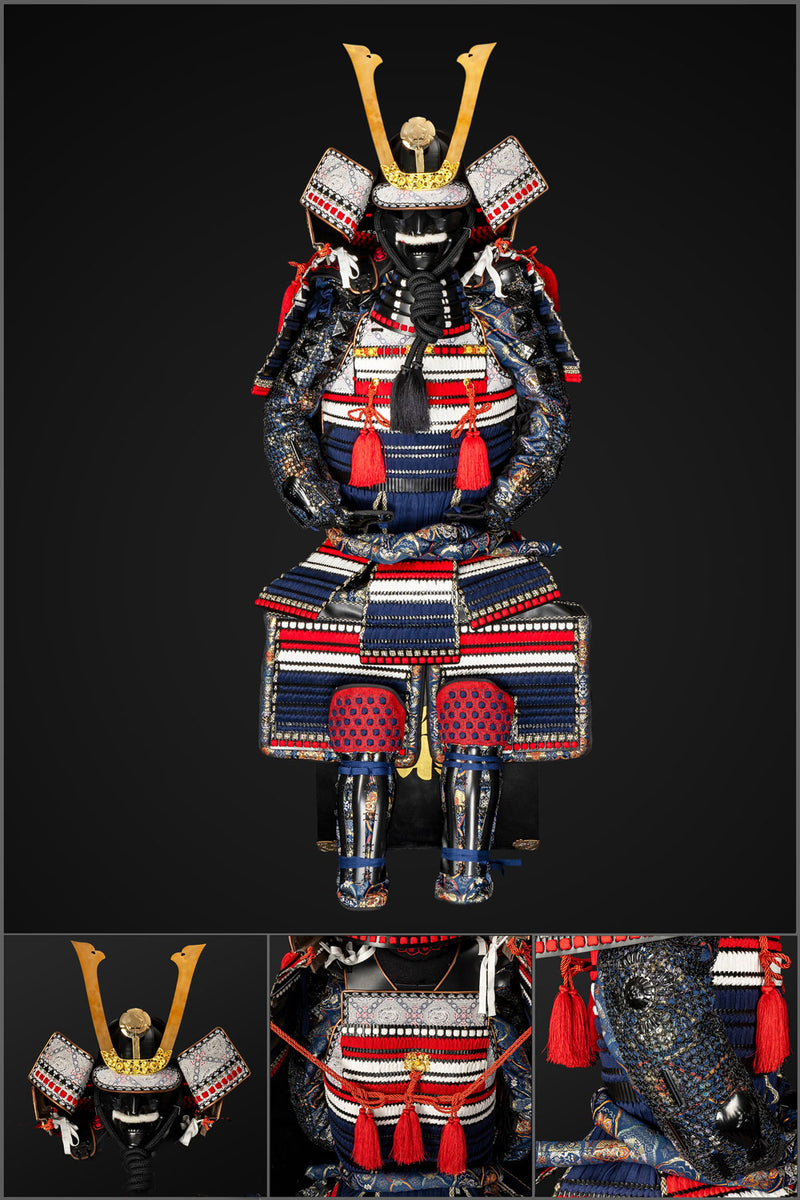 Handmade Life-Size Oda Clan Samurai Armor – Kachi Black & Red Yoroi 