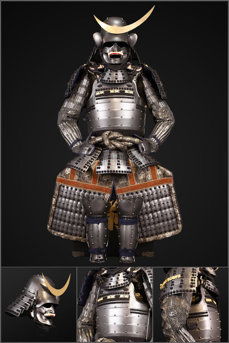 Handmade Life-Size Yoroi Masamune Date Samurai Armor with Crescent Hel 