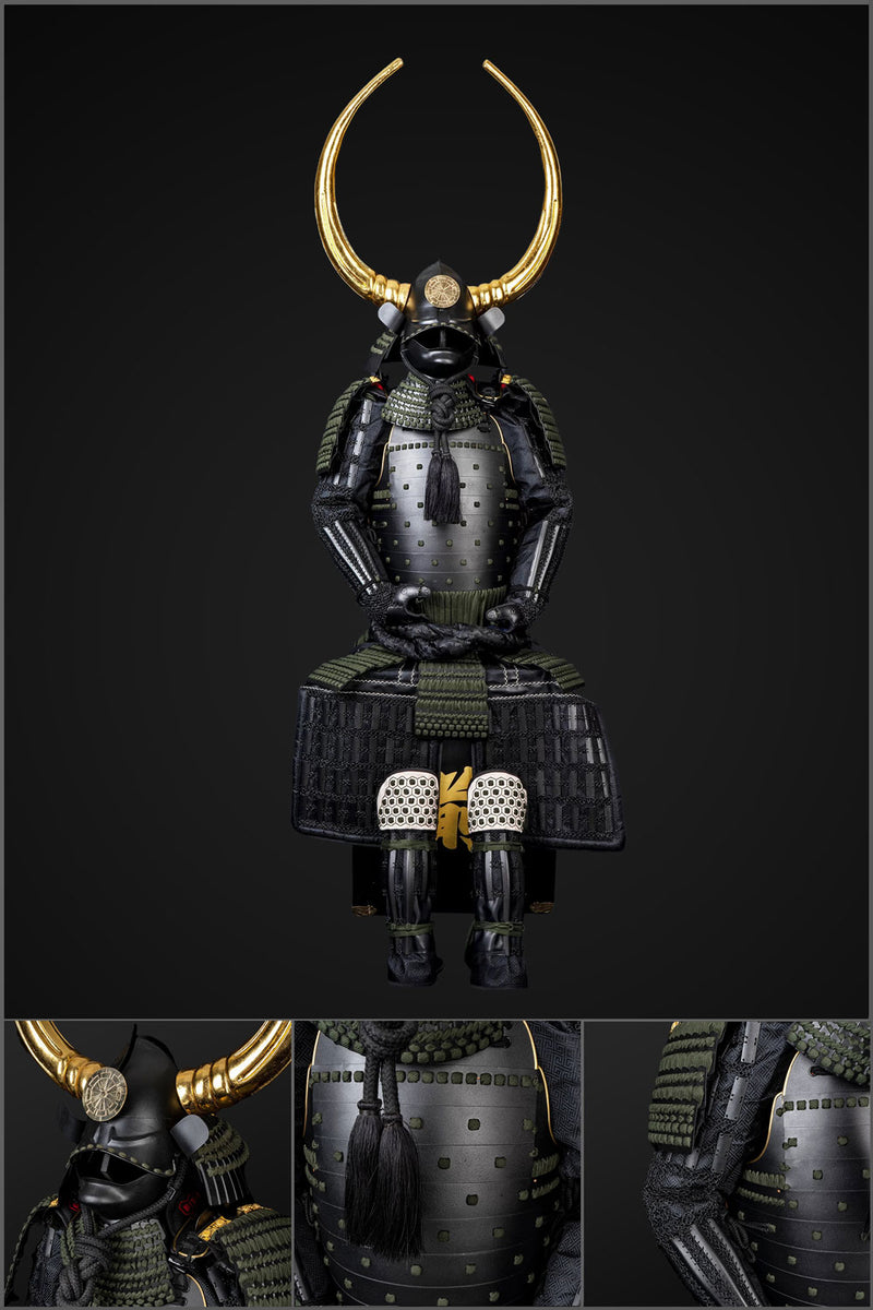 Handmade Life-Size Yoroi, Black Sanada Nobuyuki Samurai Armor Set 
