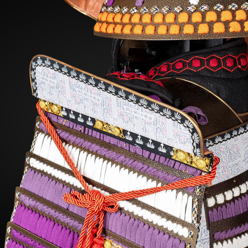 Handmade Life-Size Yoroi,Oda Clan Kachi Brown & Purple Samurai Armor 