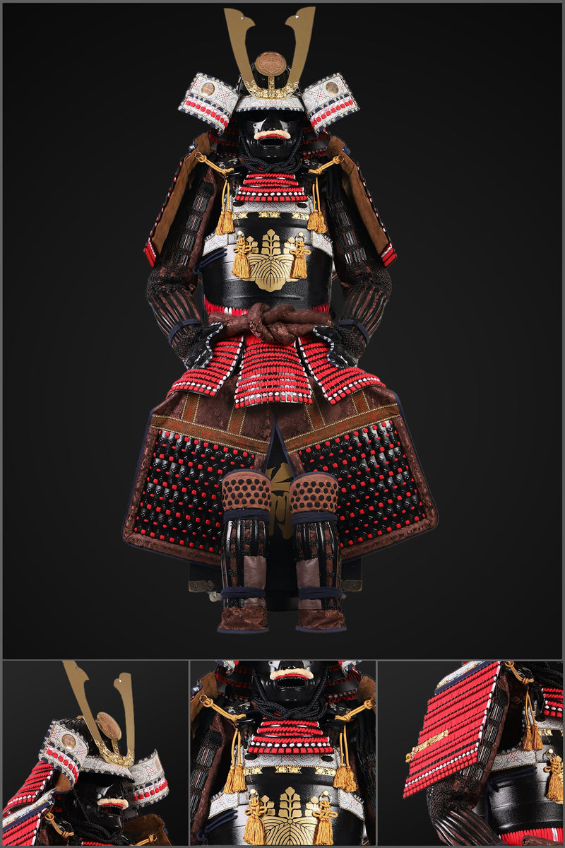 Handgefertigte lebensgroße rote Samurai-Rüstung des Yoroi, Takeda-Clan 