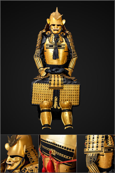 Handmade Life-Sized Golden Japanese Samurai Armor Yoroi and Custom Fit


