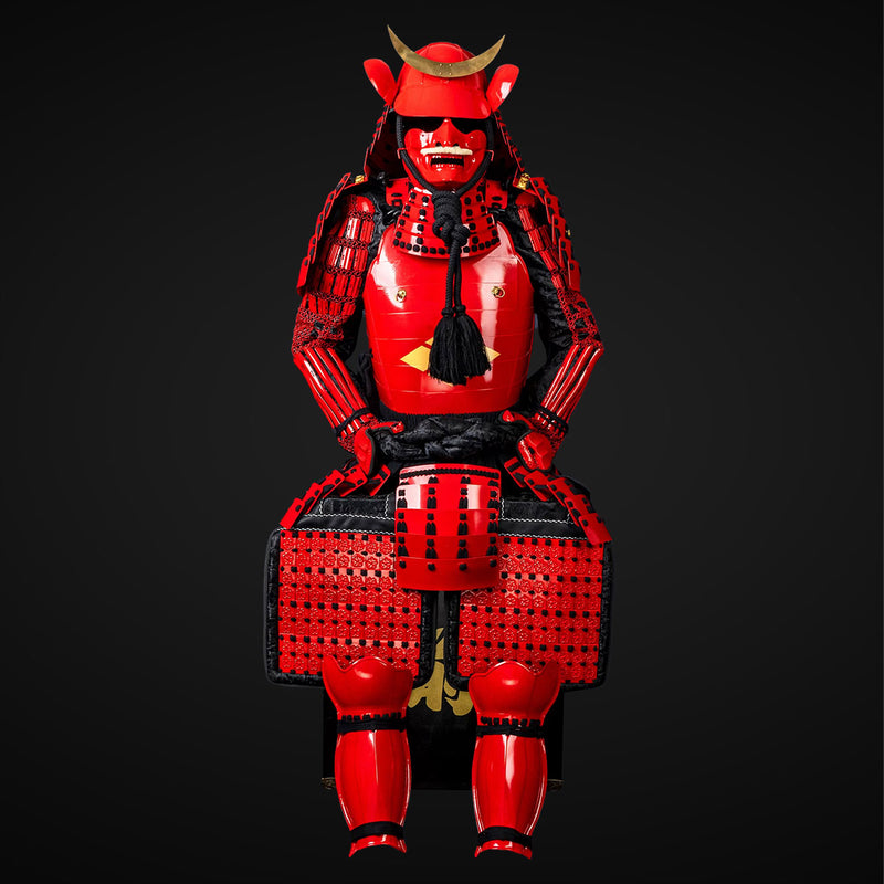 Handmade Red Masamune Date Japanese Samurai Armor,Life-Size Yoroi with 