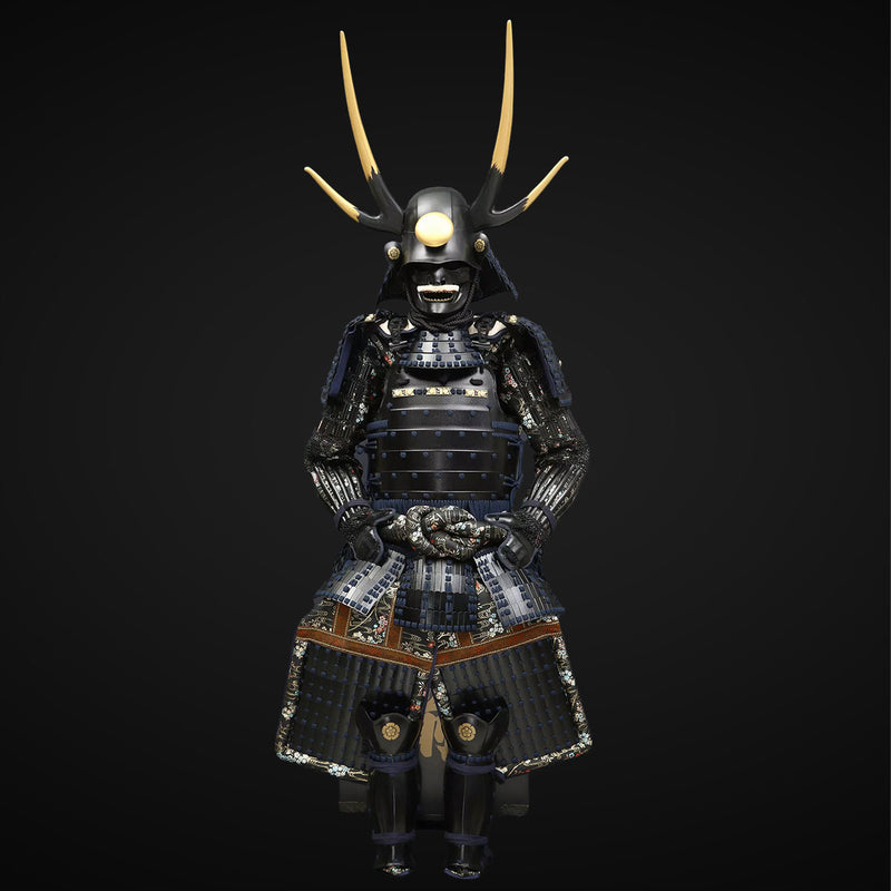 Handmade Life Size Yoroi,Oda Clan Black Samurai Armor with Antlers Hel 