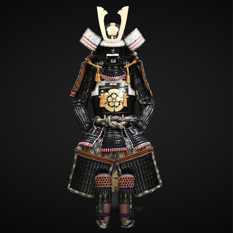 HHandmade Oda Clan Samurai Armor with Kuro Kuwagata Kabuto Helmet – Black & Brown Odoshi 