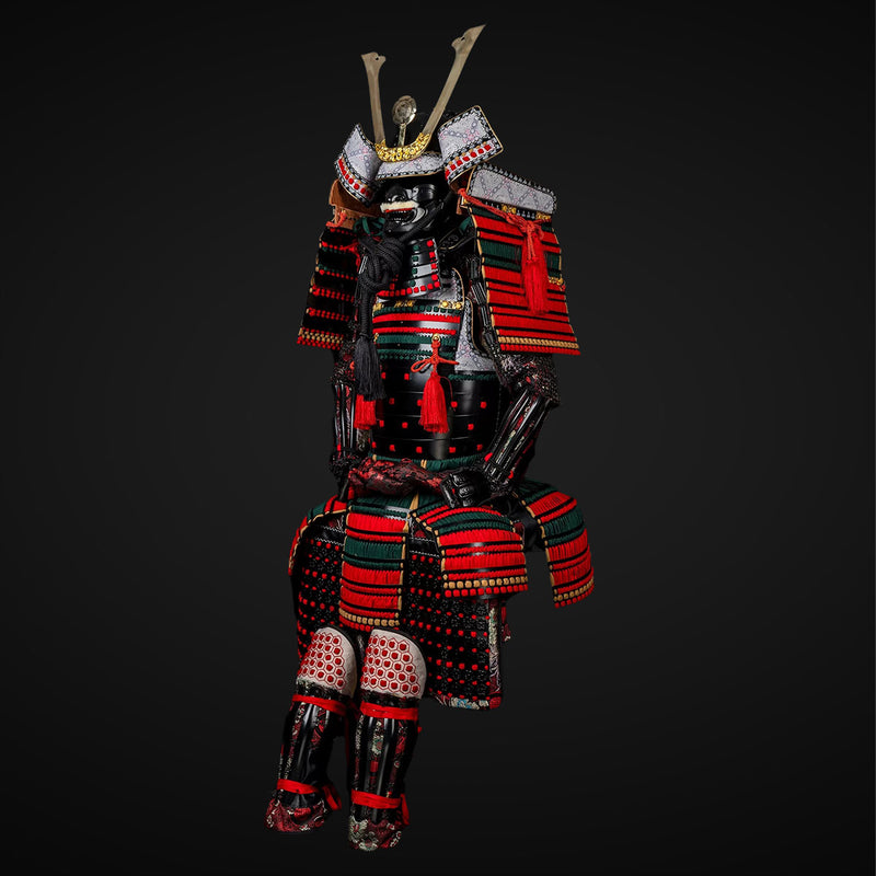 Handmade Oda Clan Red & Black Samurai Armor, Life-Size Yoroi with Helm 