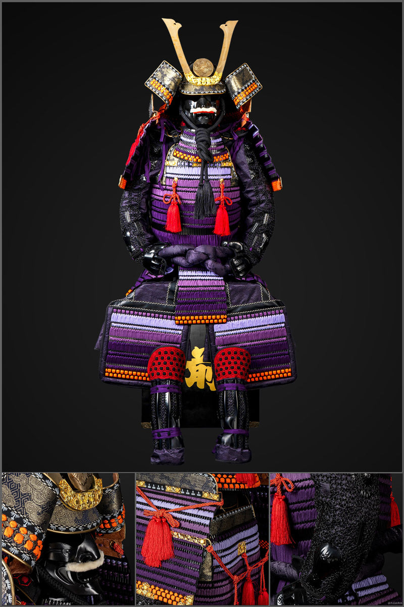 Handgefertigte Yoroi-Samurai-Rüstung des Oda-Clans Kachi in Schwarz un 
