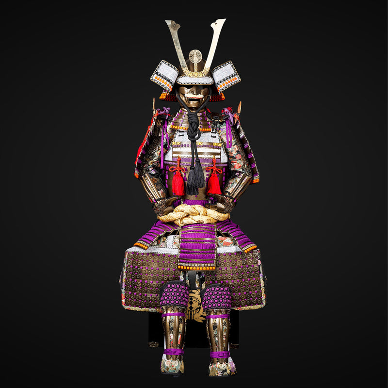 Handmade Life-Size Yoroi,Oda Clan Kachi Brown & Purple Samurai Armor 