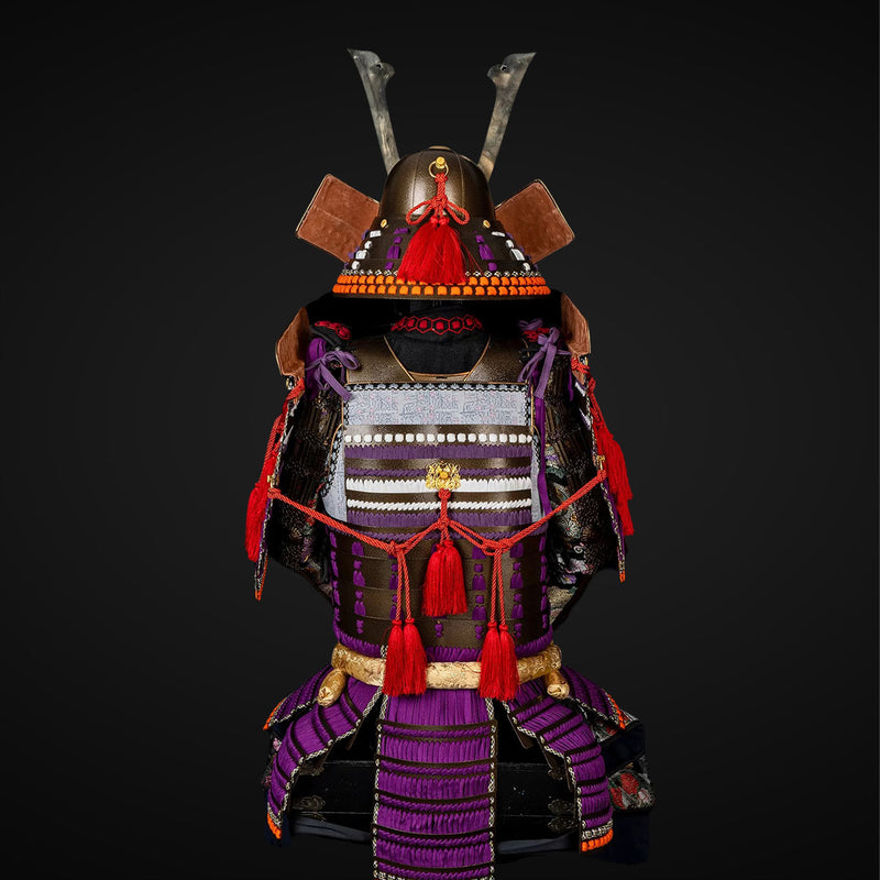 Handmade Life-Size Yoroi,Oda Clan Kachi Brown & Purple Samurai Armor 