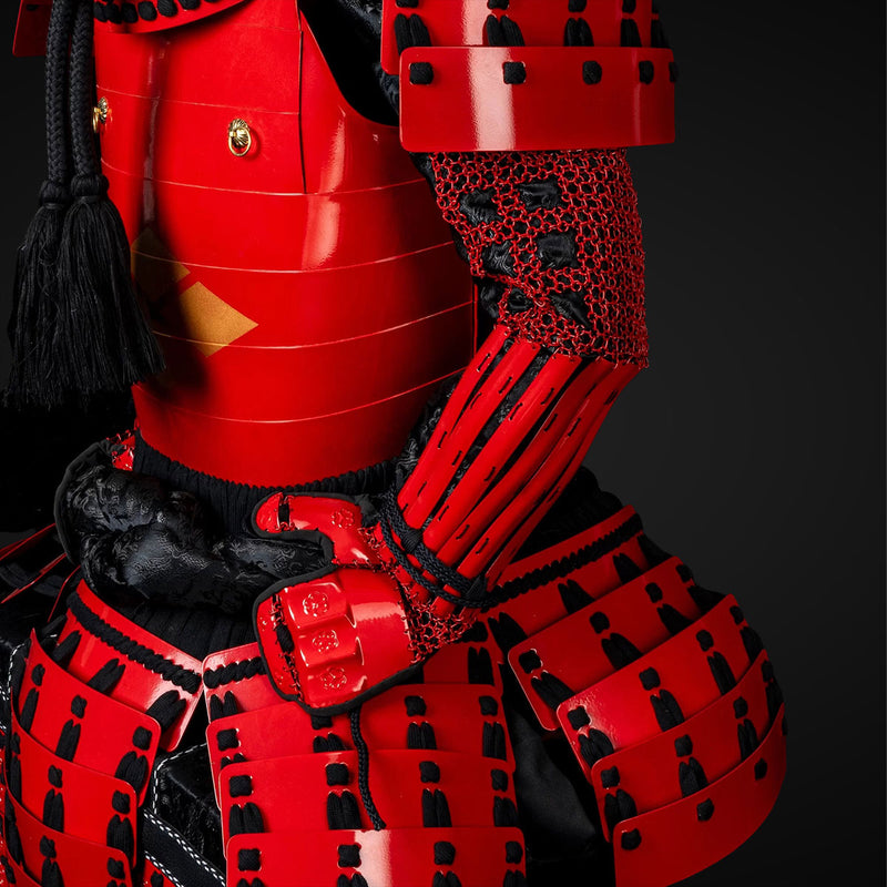 Handmade Red Masamune Date Japanese Samurai Armor,Life-Size Yoroi with 