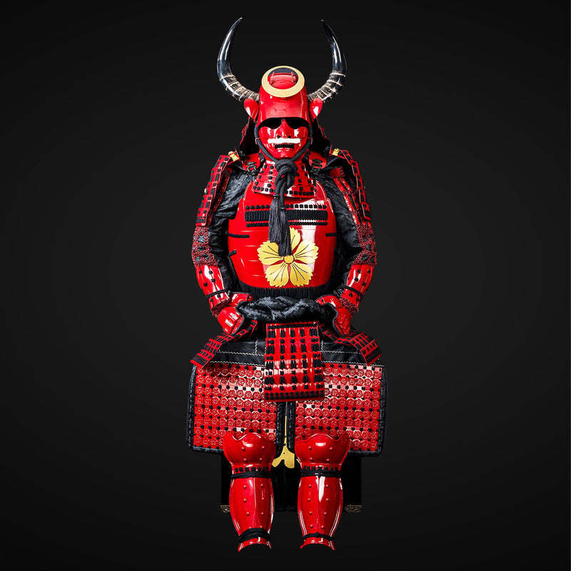 Handgefertigte rote Samurai-Rüstung des Sanada Nobuyuki-Clans, lebensg 
