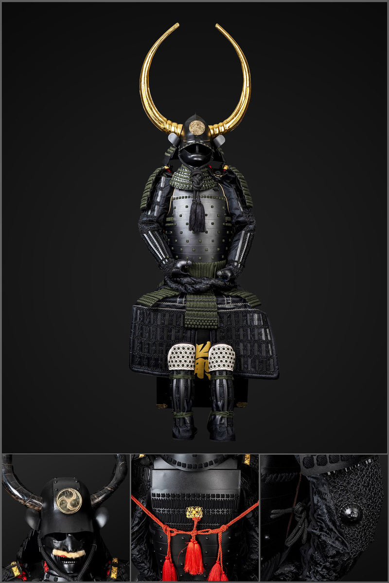 Handmade Sanada Nobuyuki Clan Life-Size Black Samurai Armor Yoroi 