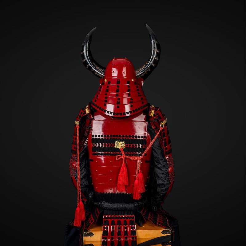 Handgefertigte rote Samurai-Rüstung des Sanada Nobuyuki-Clans, lebensg 