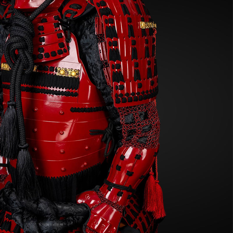 Handgefertigte rote Samurai-Rüstung des Sanada Nobuyuki-Clans, lebensg 